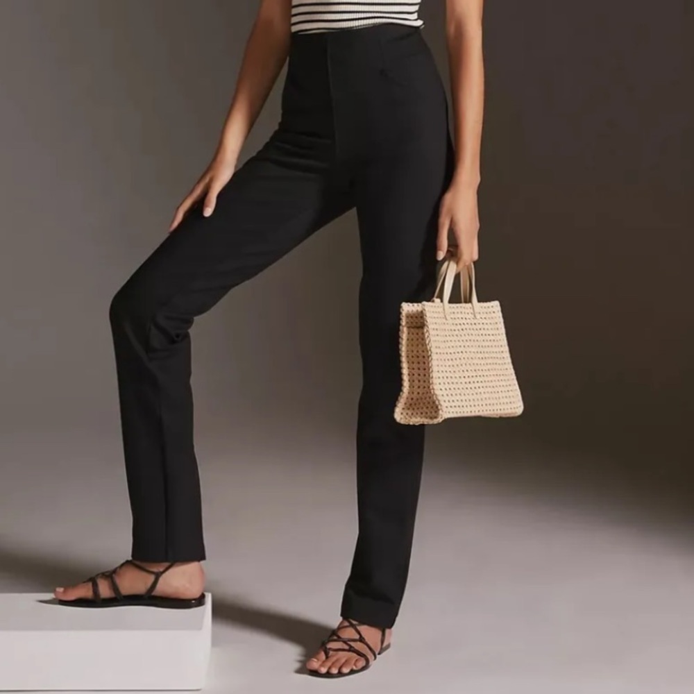 NWT Anthropologie Maeve High Rise Slim Ponte Leggings In Black